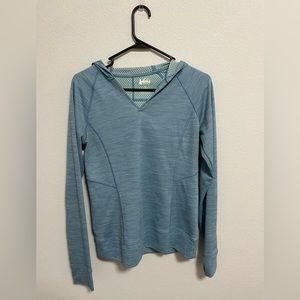 REI Co-Op Blue Hooded Pullover Lightweight Active Top Women’s Small